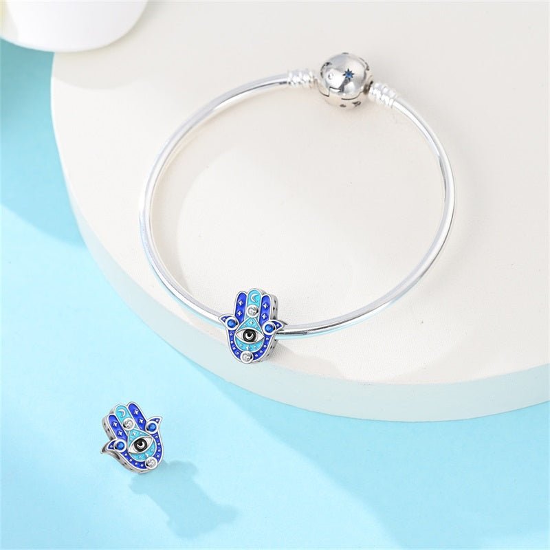 Blue Hamsa Hand with Evil Eye Charm
