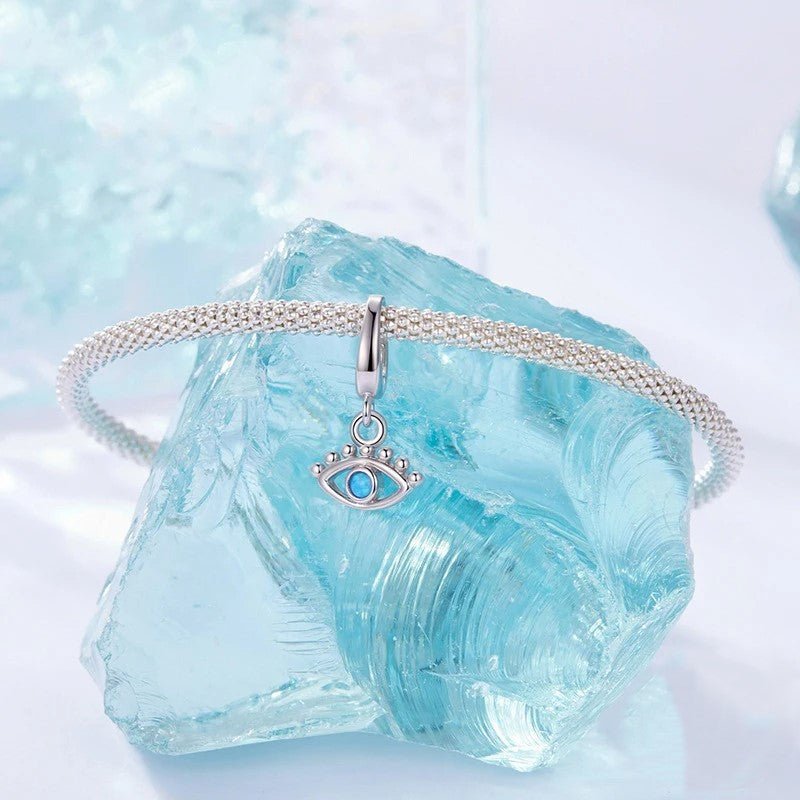 Blue Opal Evil Eye Protection Dangle Charm