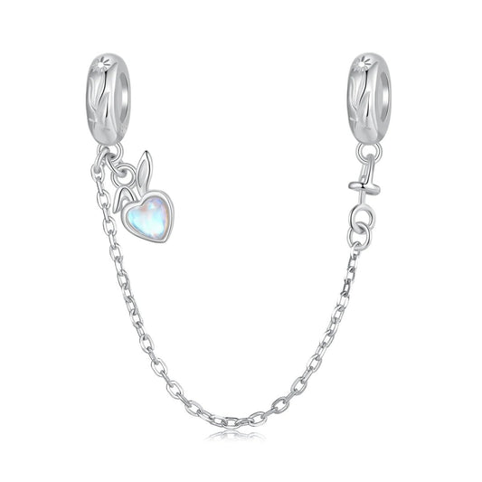 Bunny & Heart Dangle Safety Chain Charm