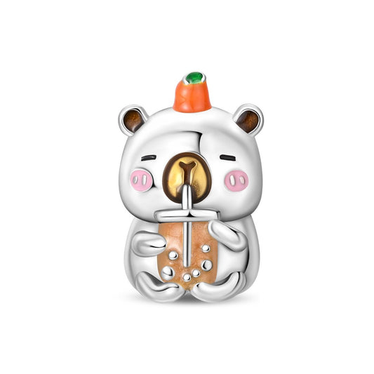 Capybara with Bubble Tea Charm