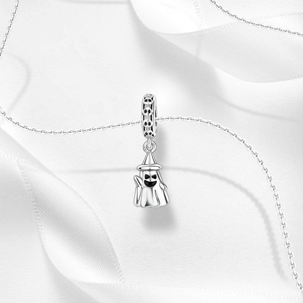 Charming Ghost with Witch Hat Halloween Charm
