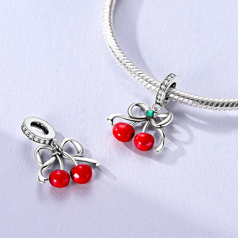Cherry Pair with Bow Dangle Charm