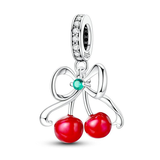 Cherry Pair with Bow Dangle Charm