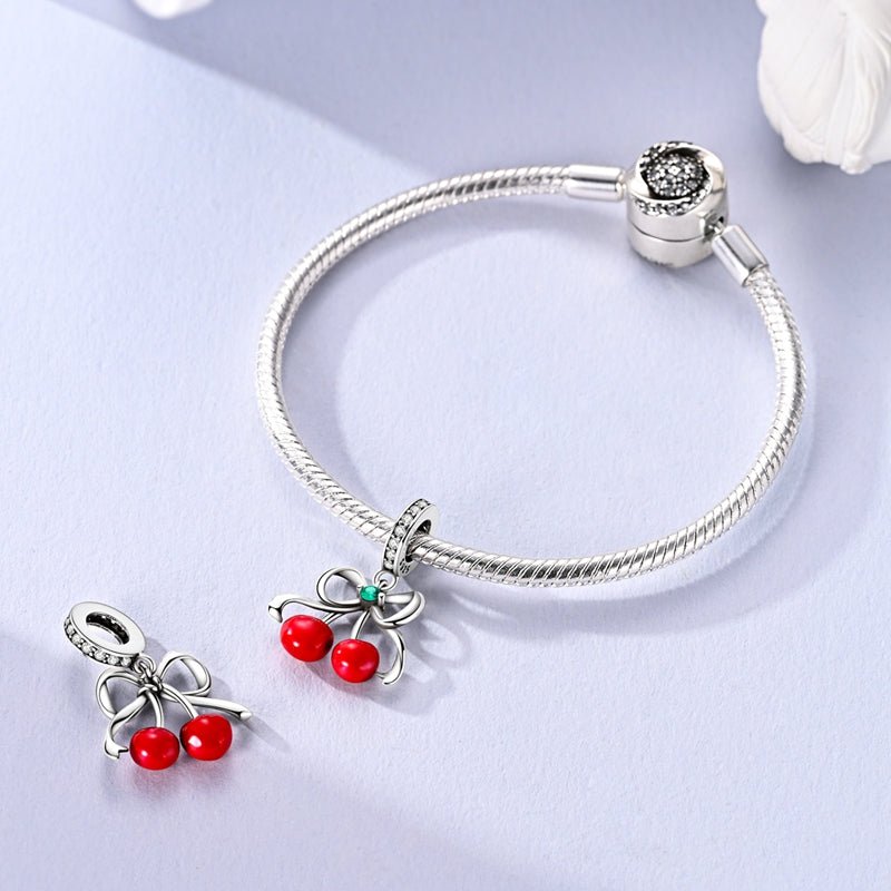 Cherry Pair with Bow Dangle Charm