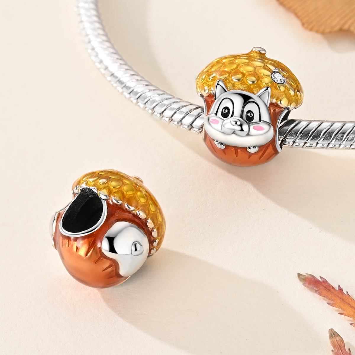 Chipmunk Hiding in Acorn Charm
