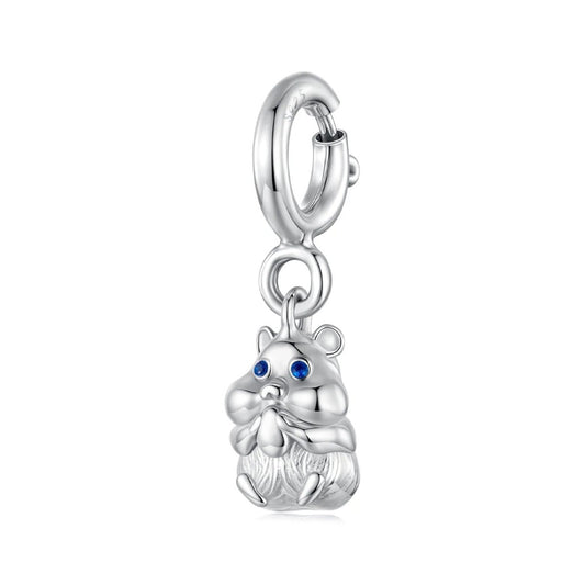 Chubby Hamster with Blue Eyes Dangle Charm