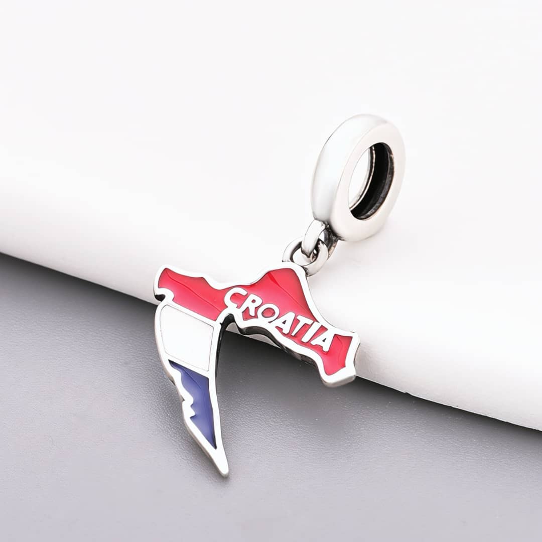 Croatia Map Flag Dangle Charm