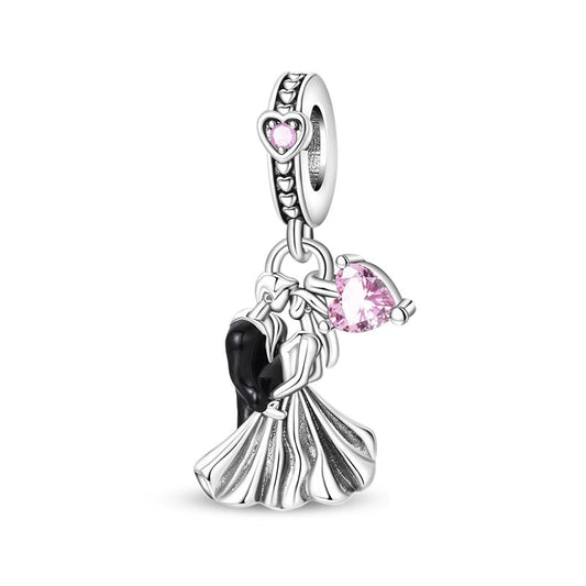 Dancing Couple with Pink Heart Dangle Charm