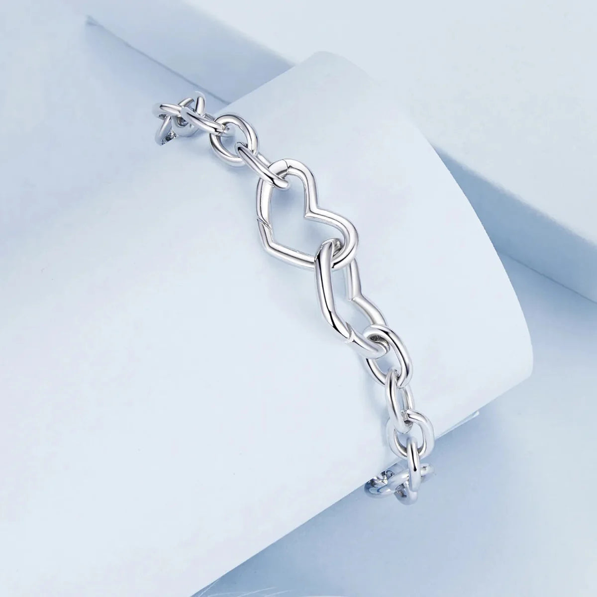 Double Heart Link Chain Bracelet