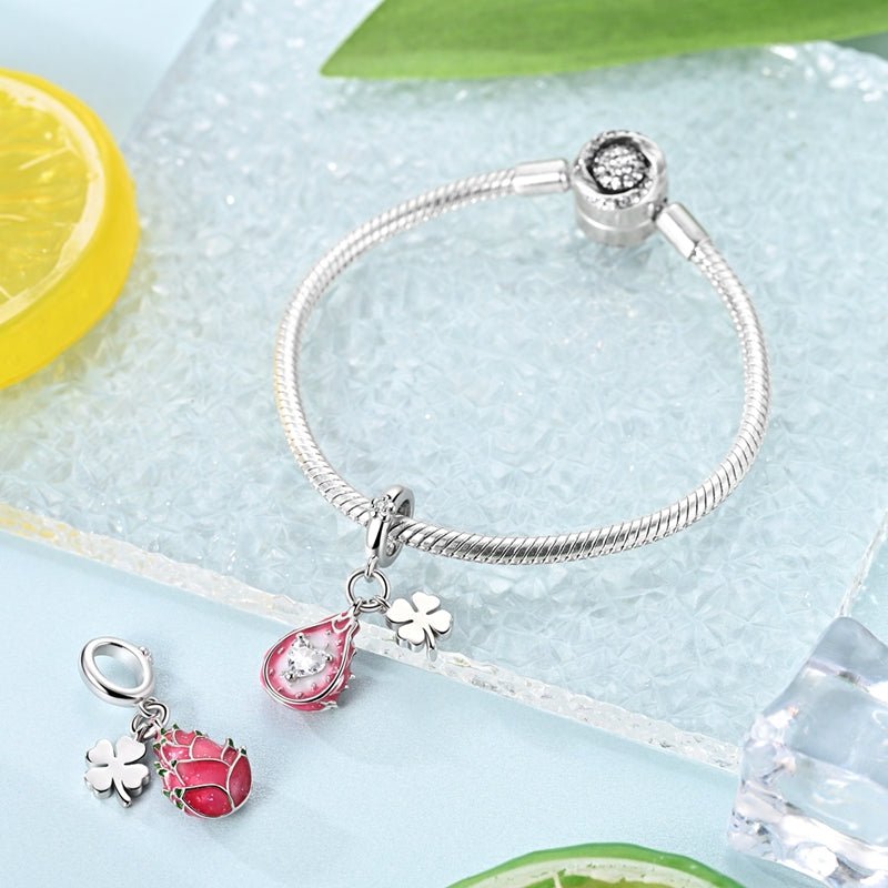Dragon Fruit with Four-Leaf Clover Dangle Charm