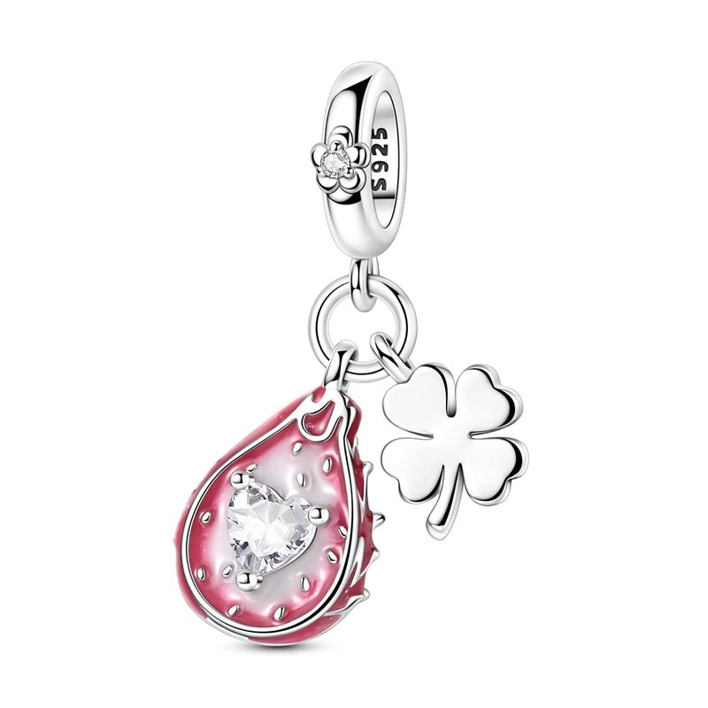 Dragon Fruit with Four-Leaf Clover Dangle Charm