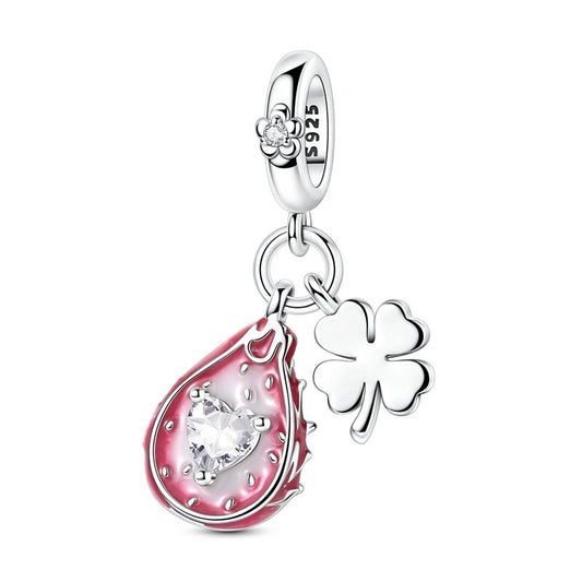 Dragon Fruit with Four-Leaf Clover Dangle Charm
