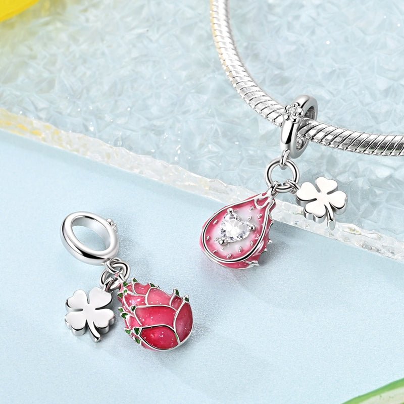Dragon Fruit with Four-Leaf Clover Dangle Charm