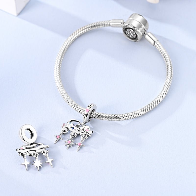Dreaming Dog with Dangling Stars Dangle Charm