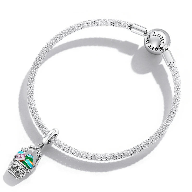 Easter Basket with Colorful Eggs Dangle Charm