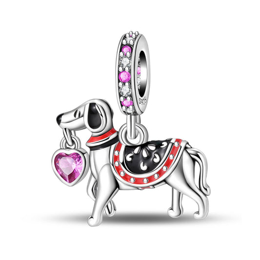 Elegant Hound Dog with Heart Dangle Charm