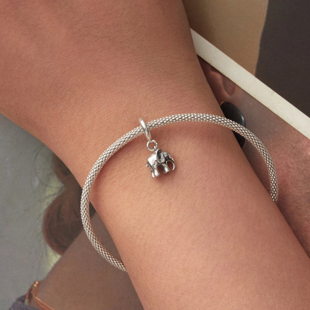 Elephant with Crystal Eye Dangle Charm