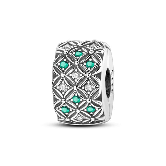 Emerald & Diamond Floral Mosaic Charm
