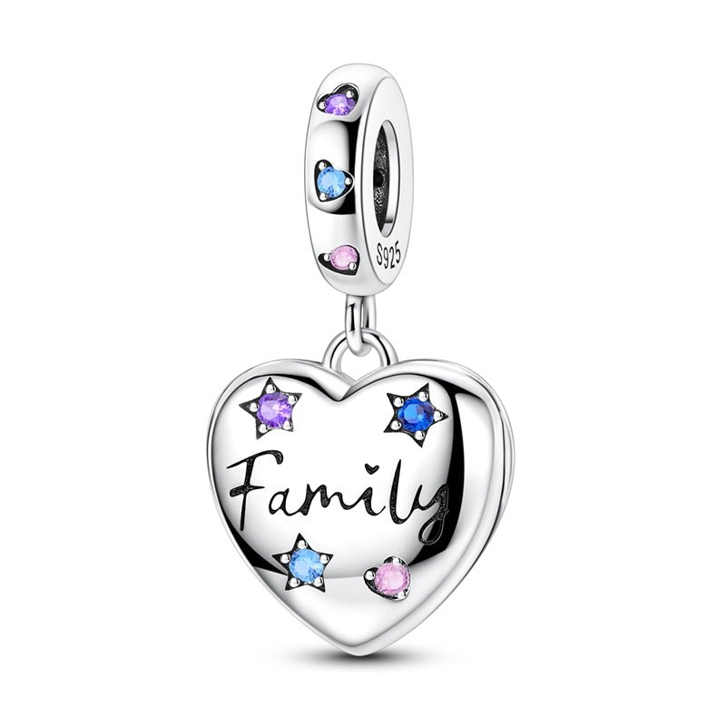 Family Heart Locket Dangle Charm