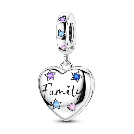 Family Heart Locket Dangle Charm