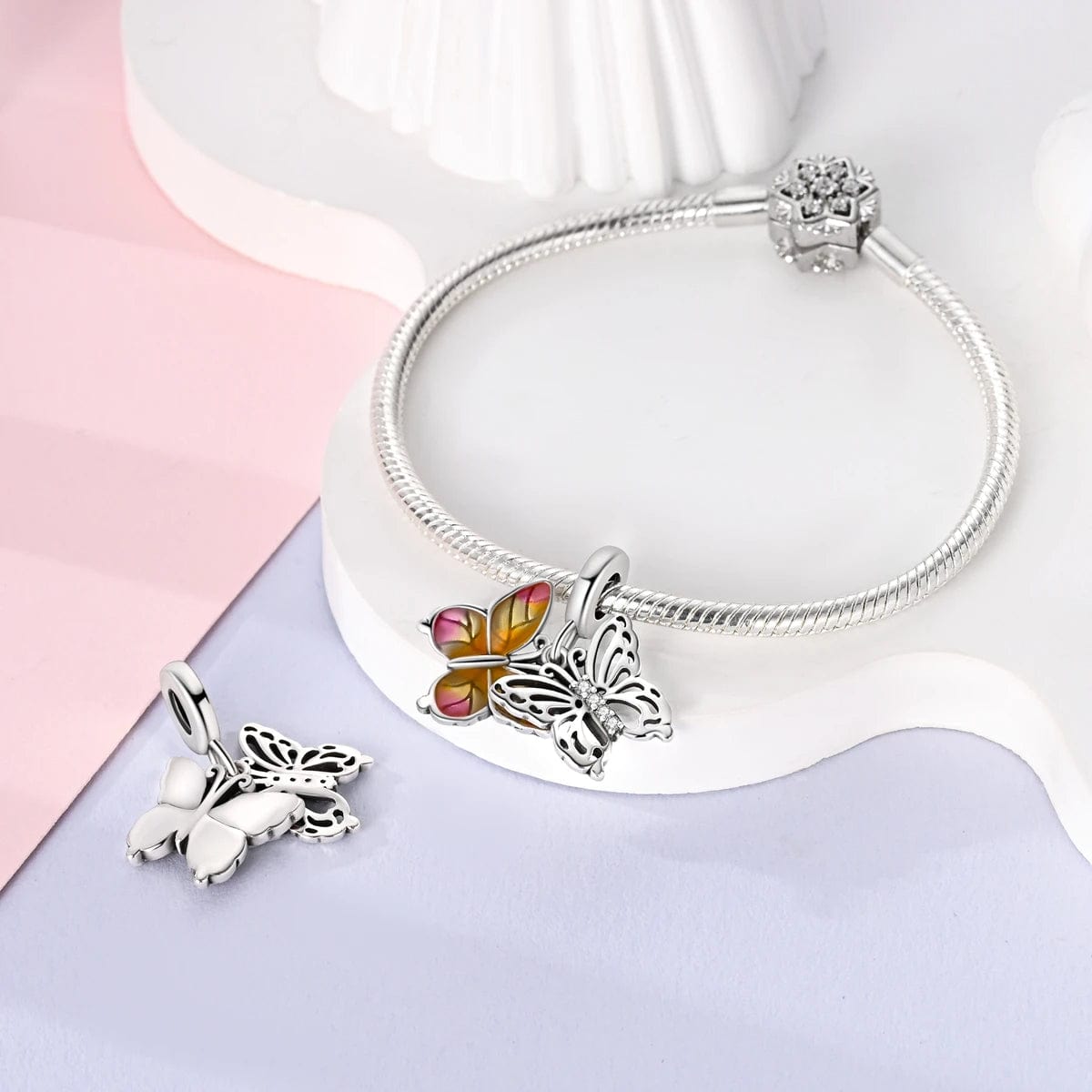 Flying Butterflies Dangle Charm