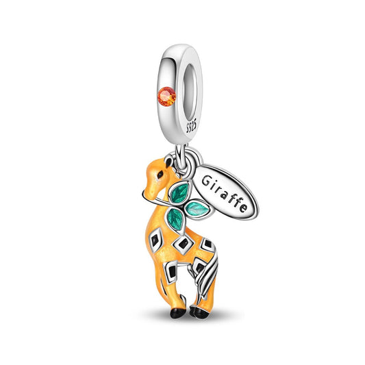 Giraffe with Leaves Dangle Charm