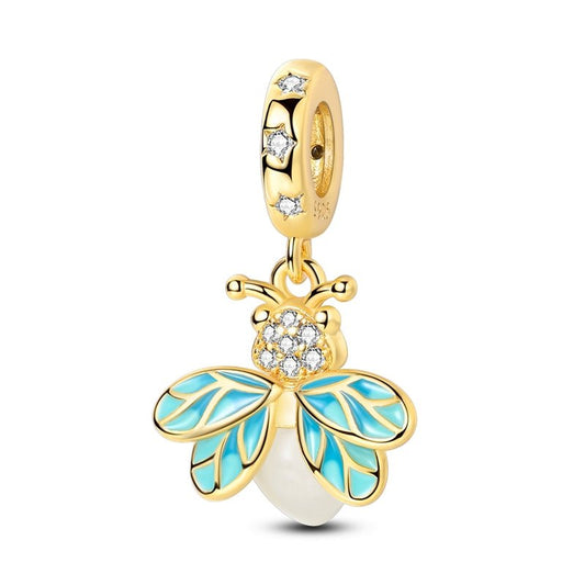 Glow in the Dark Luminous Gold Firefly Dangle Charm