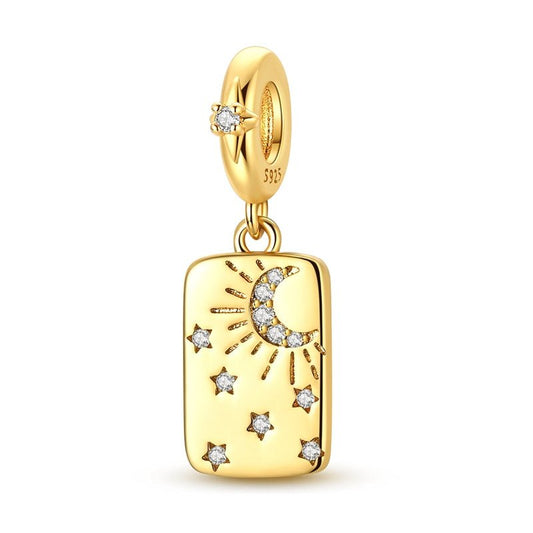 Gold Moon & Stars “I Love You More” Dangle Charm