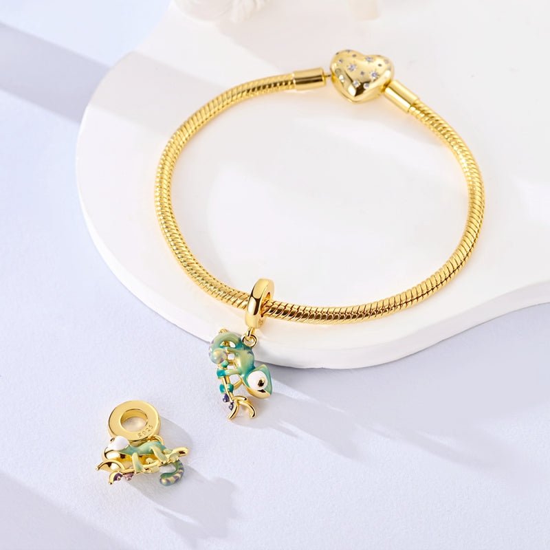 Gold Thermochromic Chameleon Dangle Charm
