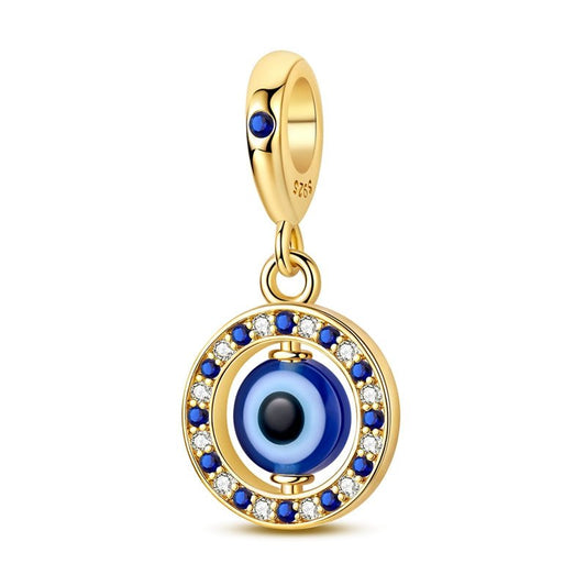Golden Blue Evil Eye Protection Dangle Charm