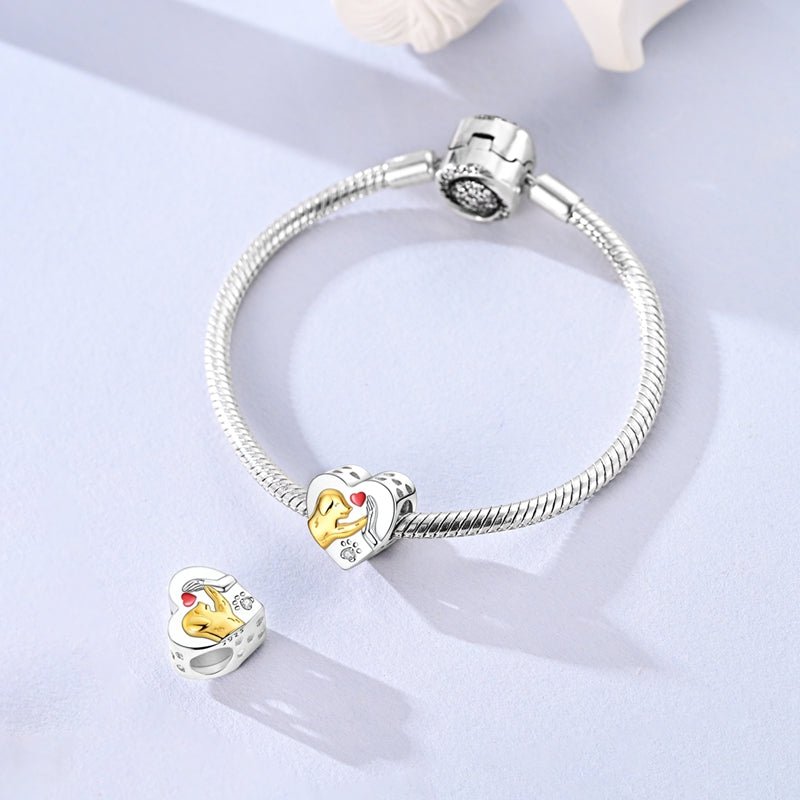 Golden Dog with Heart High-Five Charm