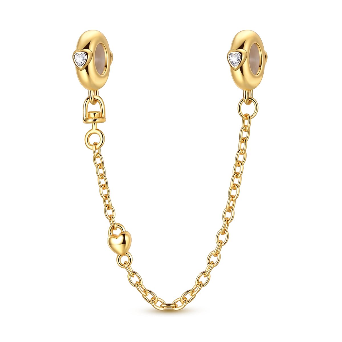 Golden Heart Safety Chain Charm