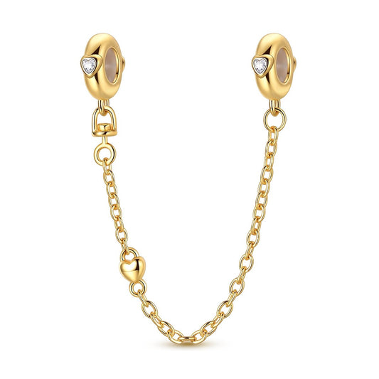 Golden Heart Safety Chain Charm
