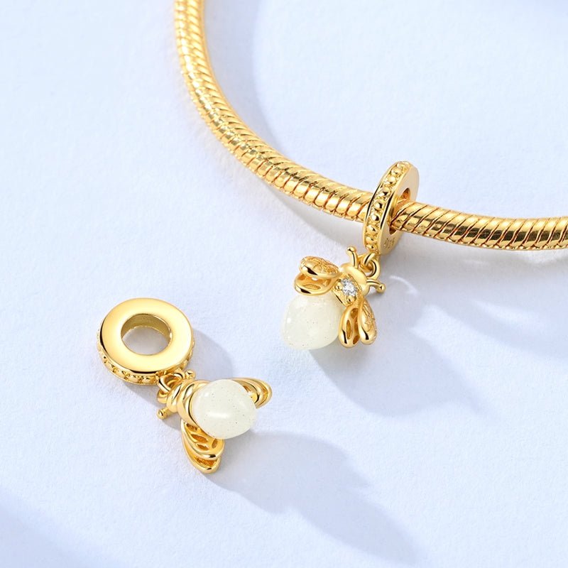 Golden Luminous Bee Dangle Charm
