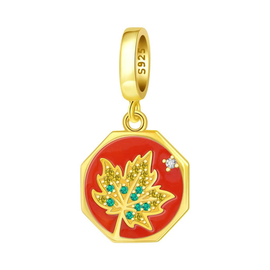 Golden Maple Leaf Autumn Dangle Charm