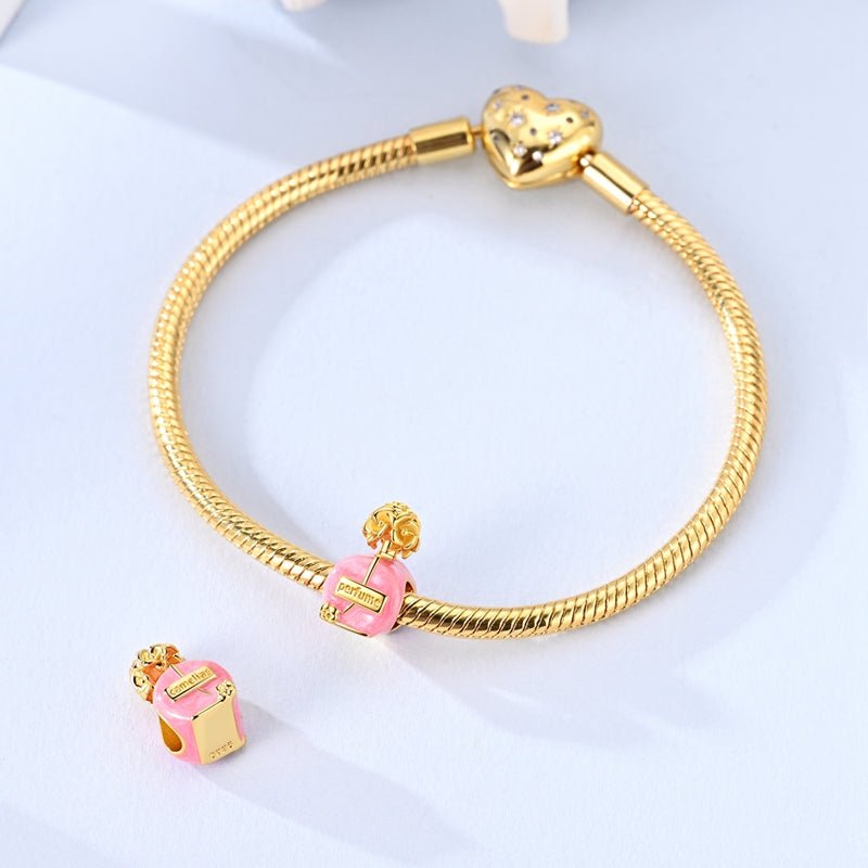 Golden Pink Perfume Bottle Charm