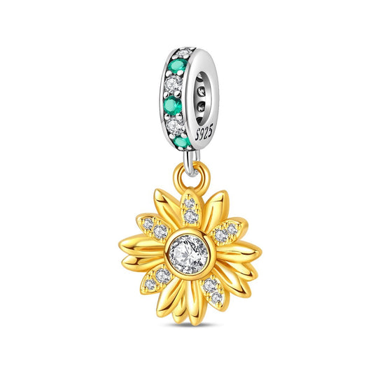 Golden Sunflower Bloom Dangle Charm