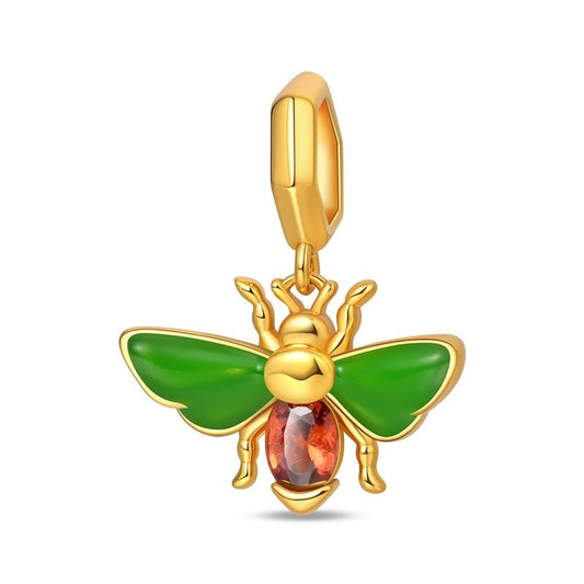 Green & Gold Bee Dangle Charm