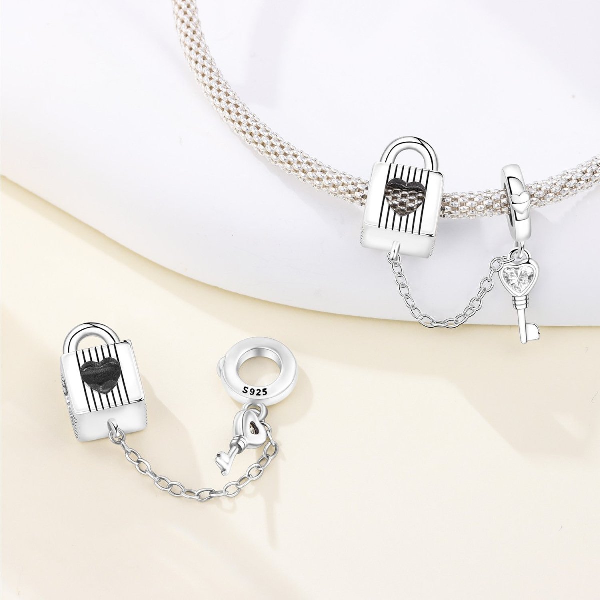 Heart Lock & Key Dangle Charm