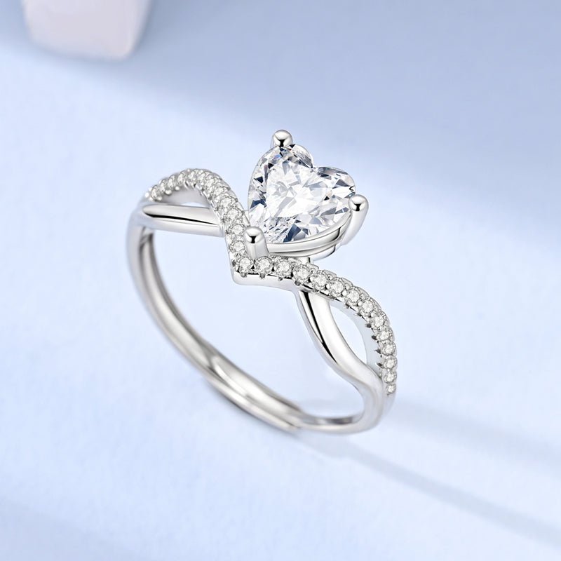 Heart-Shaped Solitaire Crystal Ring