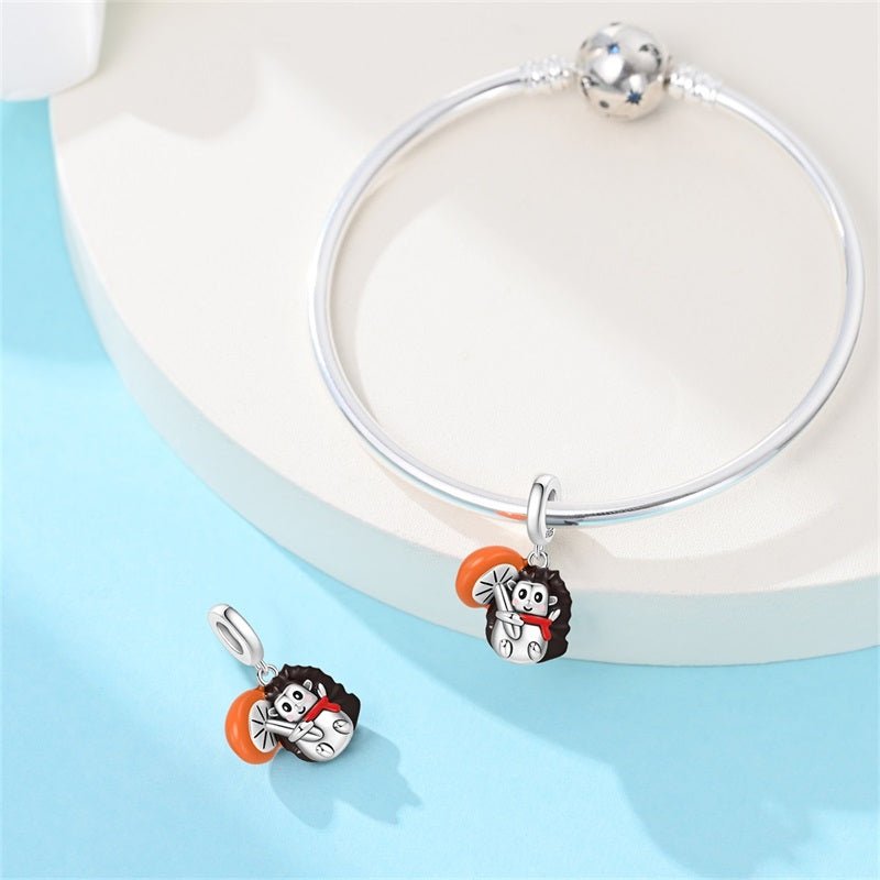 Hedgehog with Mushroom Dangle Charm