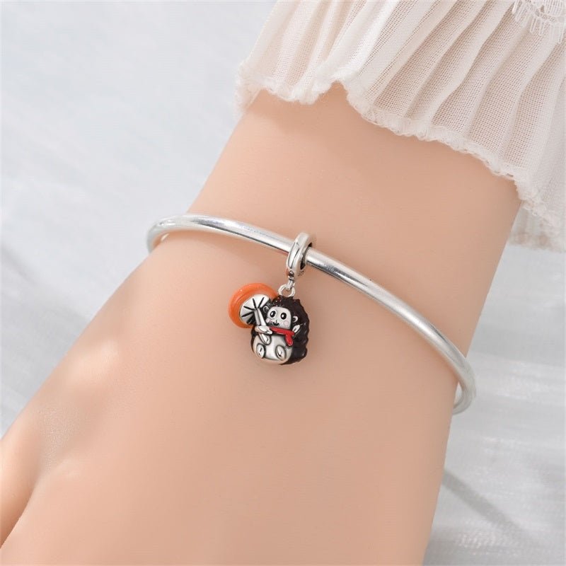 Hedgehog with Mushroom Dangle Charm
