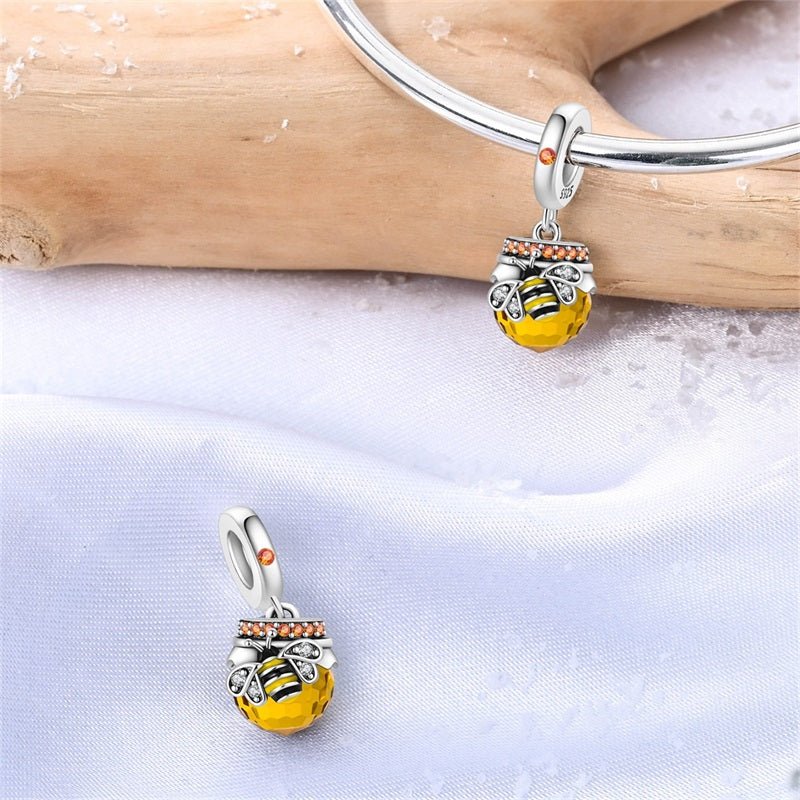 Honey Bee & Amber Honey Pot Dangle Charm