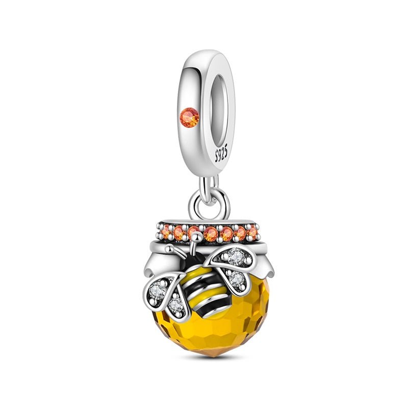 Honey Bee & Amber Honey Pot Dangle Charm
