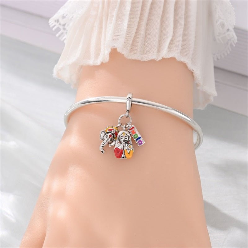 India Namaste, Ganesh & Flag Dangle Charm
