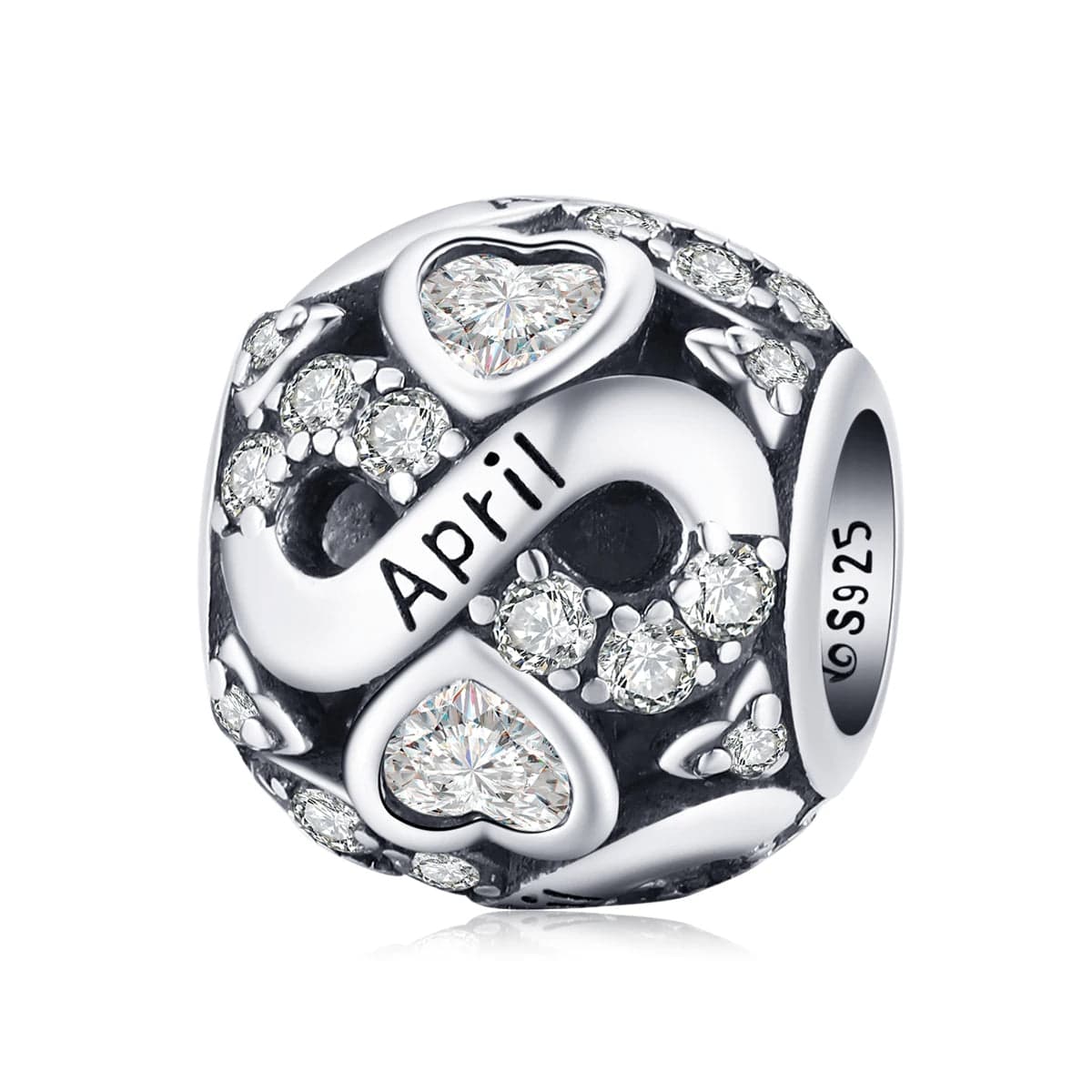 Infinite Love Zircon Heart Birthstone Charms