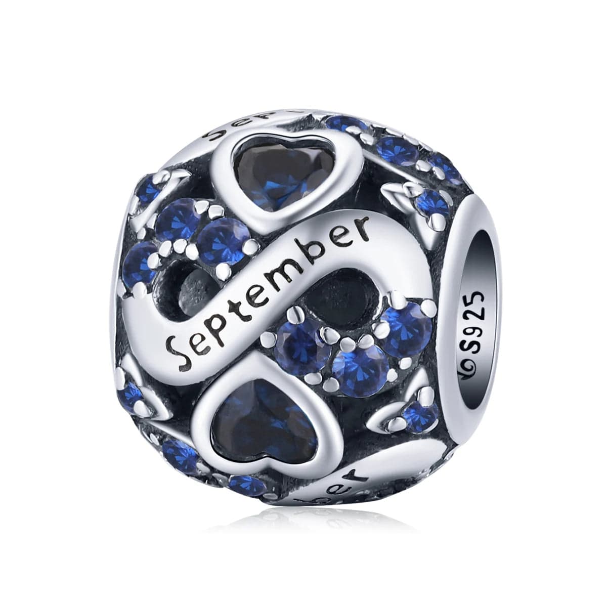 Infinite Love Zircon Heart Birthstone Charms