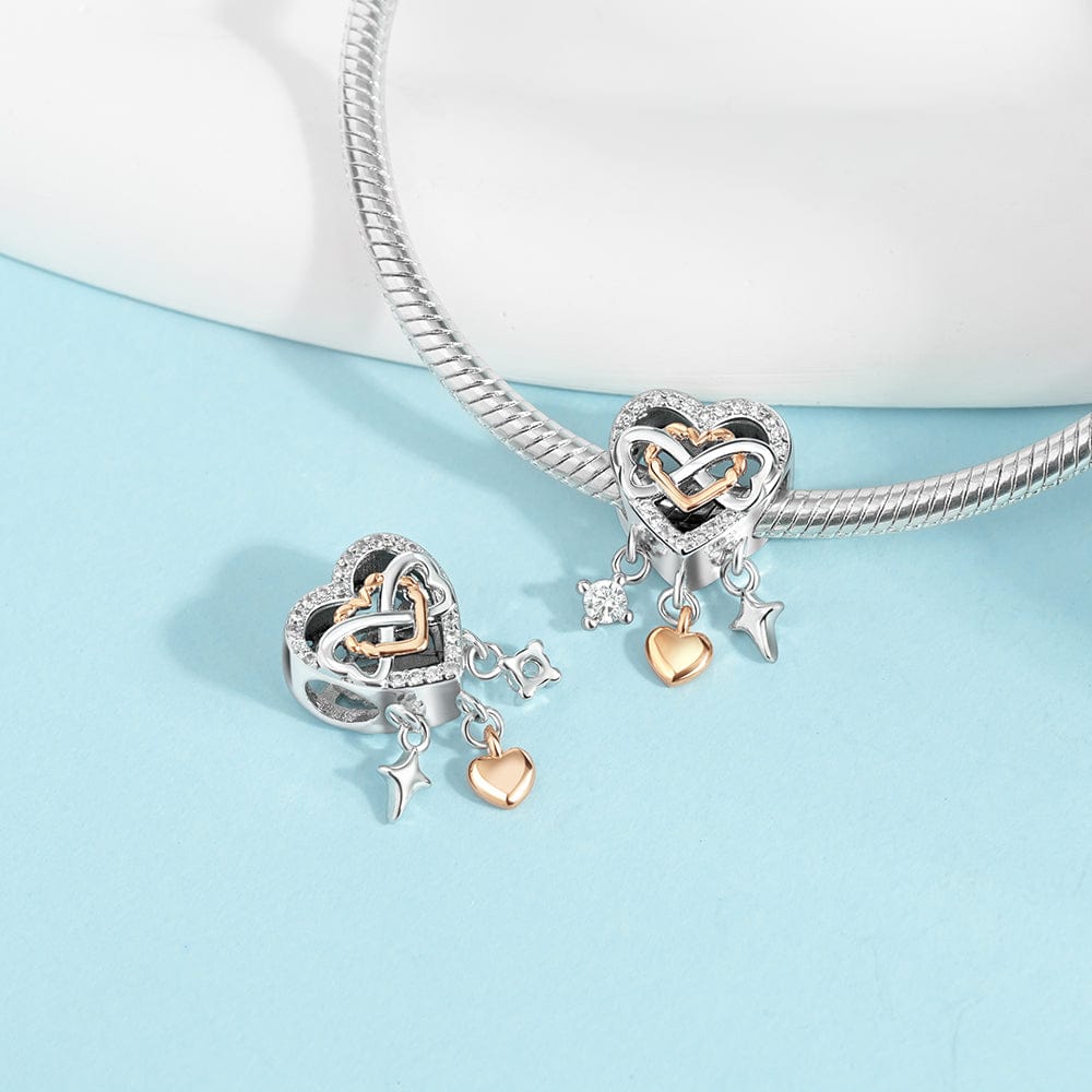 Two-tone Openwork Infinity Heart Charm
