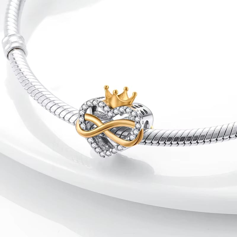 Infinity Queen Crown Heart Charm