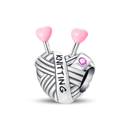 Knitting Yarn with Heart Needles Charm